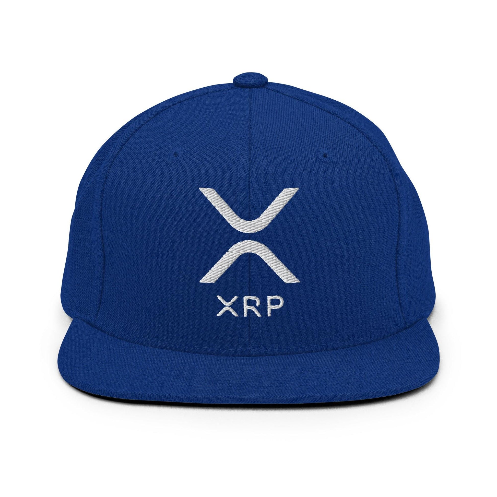 Blue XRP Ripple Embroidered Brim Snapback Hat with Flat Bill and Adjustable Snapback Closure