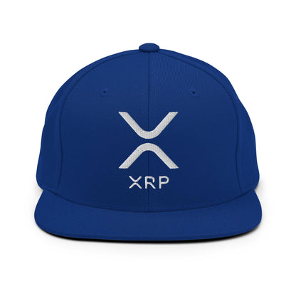 Blue XRP Ripple Embroidered Brim Snapback Hat with Flat Bill and Adjustable Snapback Closure