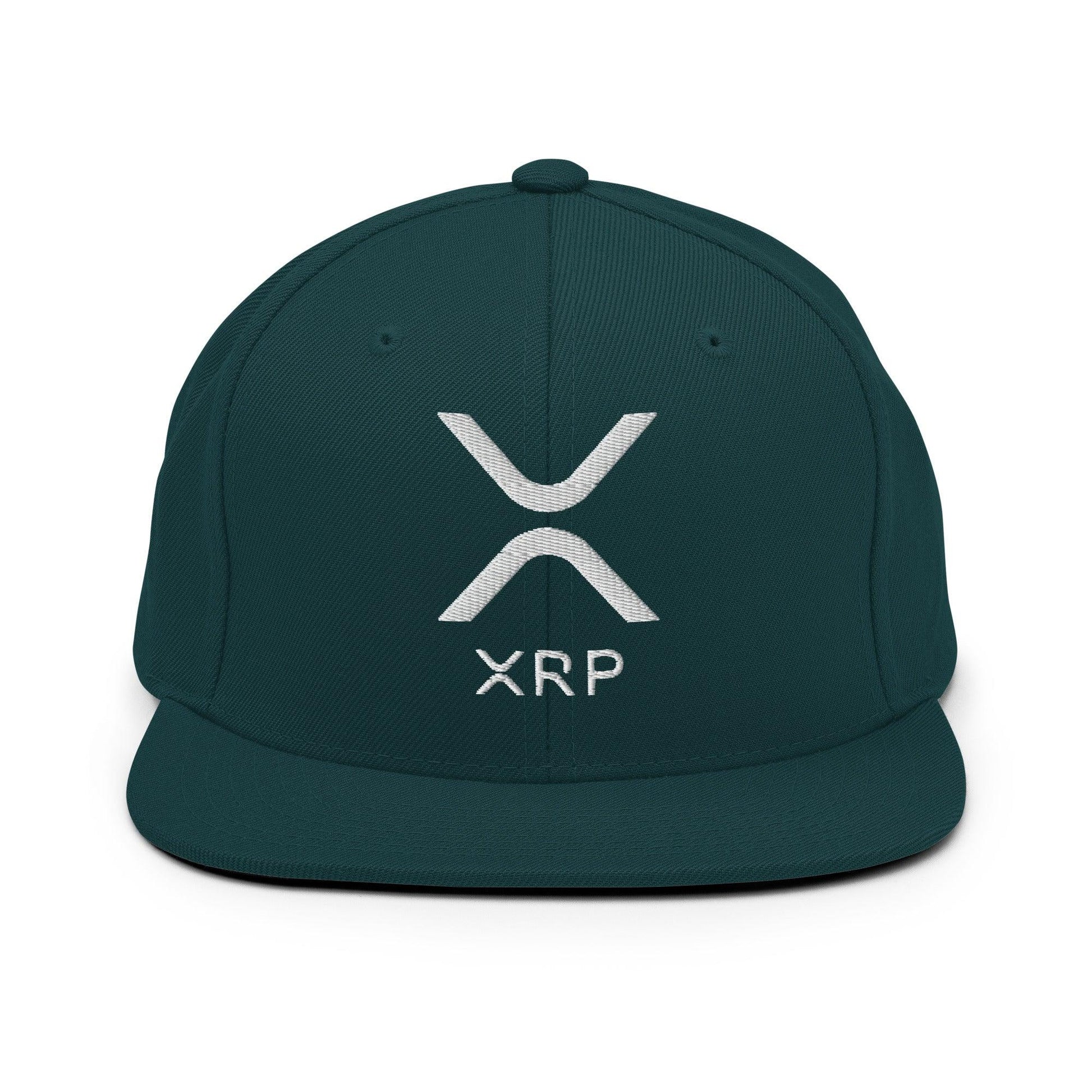 Green XRP Ripple Embroidered Brim Snapback Hat for stylish cryptocurrency fans