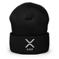 Black beanie with XRP Ripple embroidered logo, Ripple embroidered knit cuffed beanie