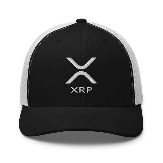 XRP Ripple Embroidered Mesh Trucker Hat - Black/ White