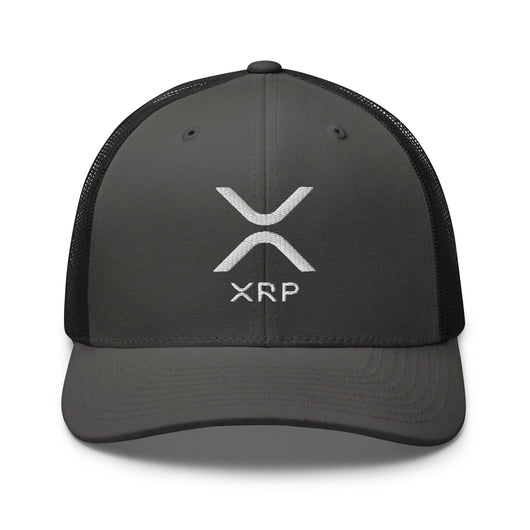 XRP Ripple Embroidered Mesh Trucker Hat - Charcoal/ Black