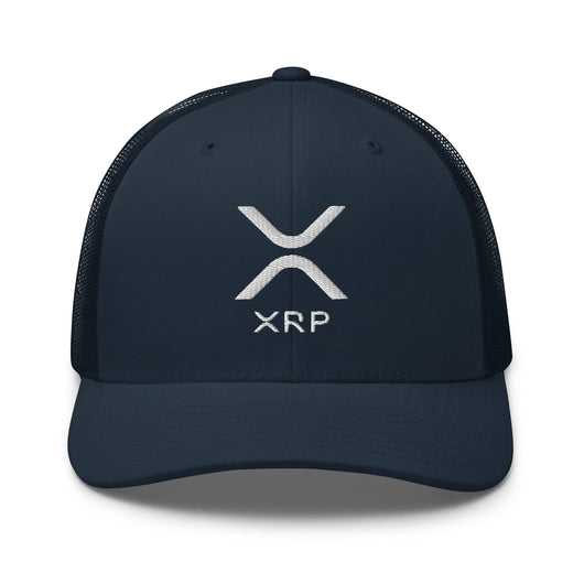 XRP Ripple Embroidered Mesh Trucker Hat - Navy