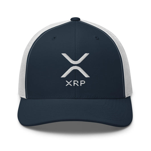 XRP Ripple Embroidered Mesh Trucker Hat - Navy/ White