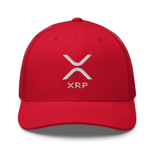 XRP Ripple Embroidered Mesh Trucker Hat - Red