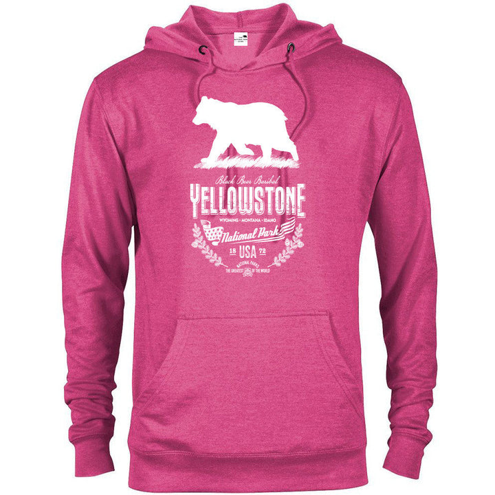 Yellowstone National Park Bear Hoodie - Heliconia Heather / S - hoodie