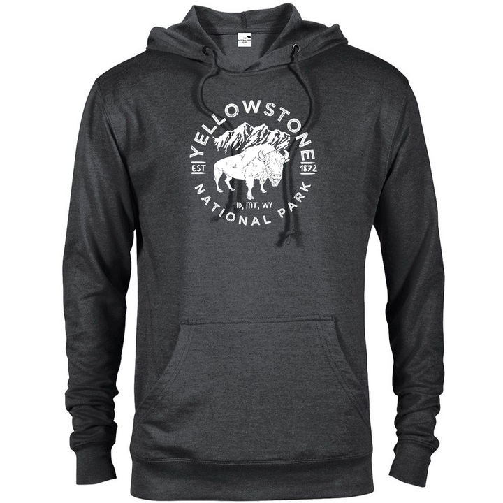 Yellowstone National Park Bison Hoodie - S / Charcoal Heather - hoodie