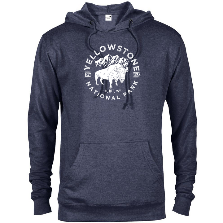 Yellowstone National Park Bison Hoodie - S / Denim Heather - hoodie