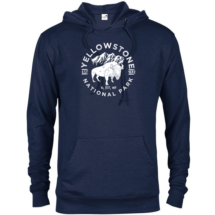 Yellowstone National Park Bison Hoodie - S / Navy - hoodie