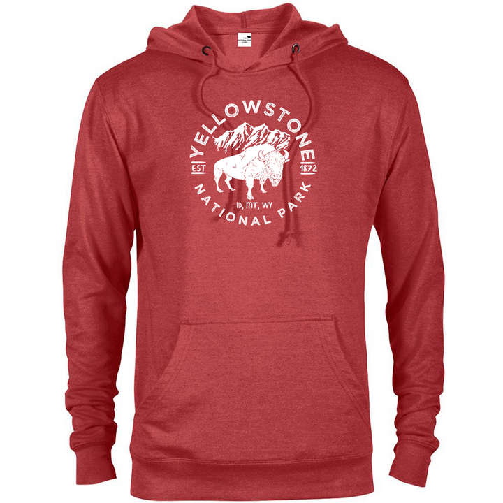 Yellowstone National Park Bison Hoodie - S / Red Heather - hoodie