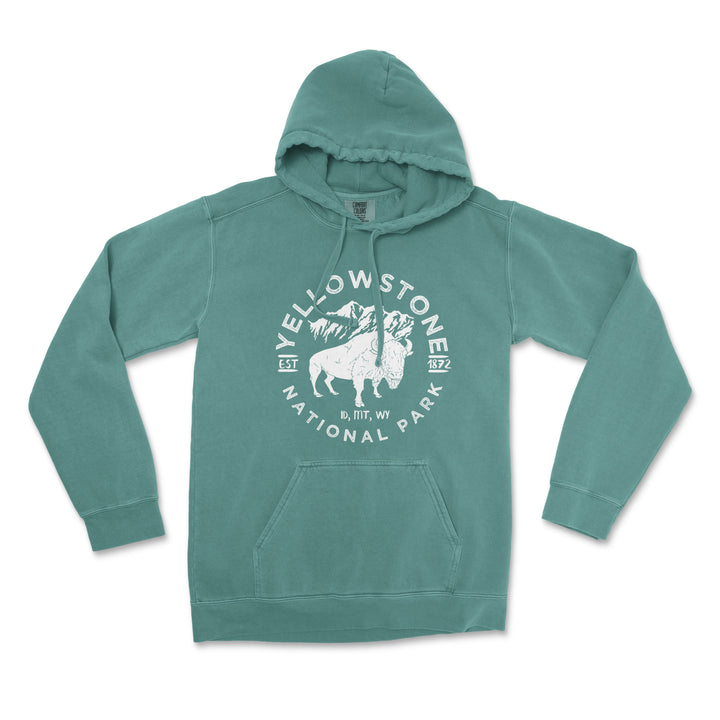 Yellowstone National Park Comfort Colors Hoodie - S / Blue Spruce - hoodie