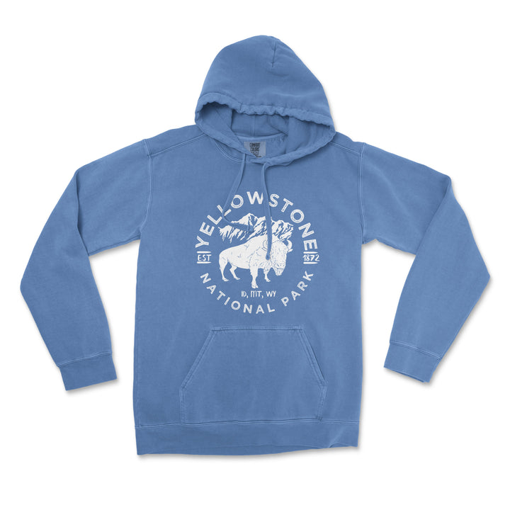 Yellowstone National Park Comfort Colors Hoodie - S / Flo Blue - hoodie