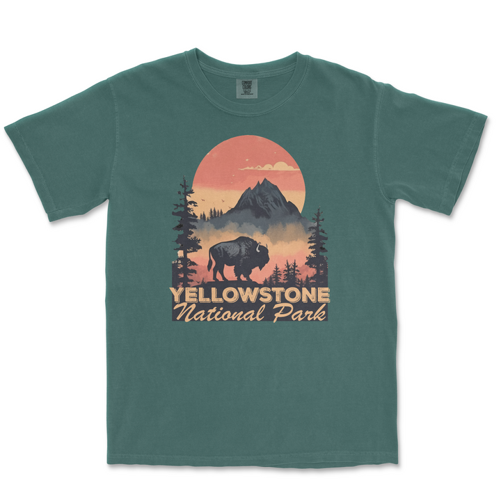 Yellowstone National Park Comfort Colors T Shirt - S / Blue Spruce - tshirt