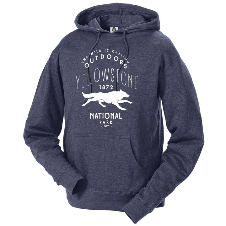 Yellowstone National Park Wolf Hoodie - S / Denim Heather - hoodie