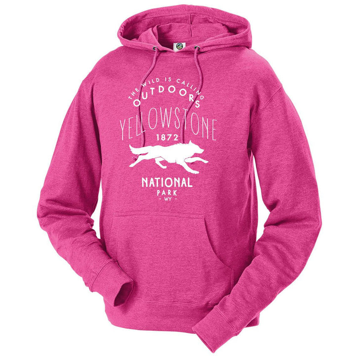 Yellowstone National Park Wolf Hoodie - S / Heliconia Heather - hoodie