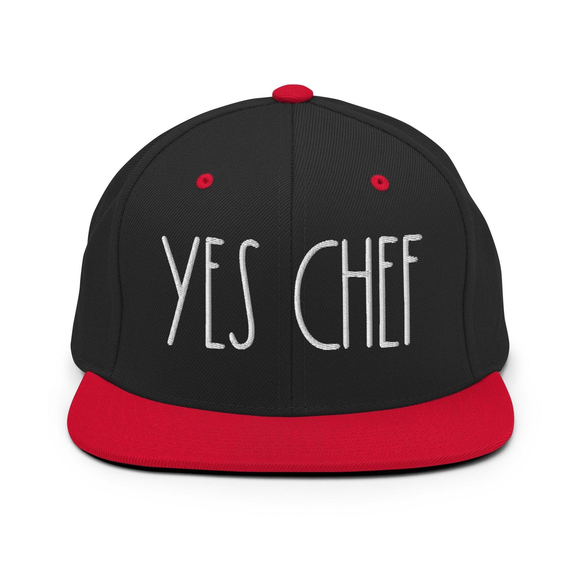 Yes Chef Bill Brim Snapback Hat - Black/ Red