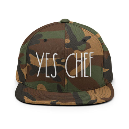 Yes Chef Bill Brim Snapback Hat - Green Camo