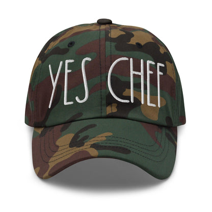 Yes Chef Dad Hat - Green Camo