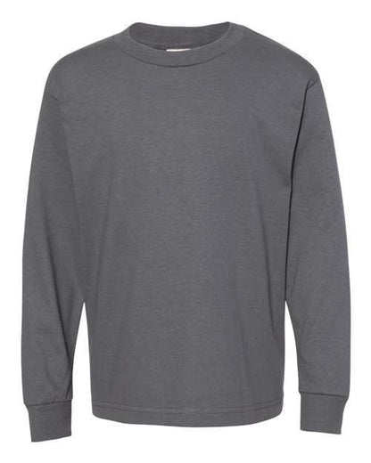 Gray long-sleeved cotton polyester blend crew neck shirt for Youth Classic Long Sleeve T-Shirt