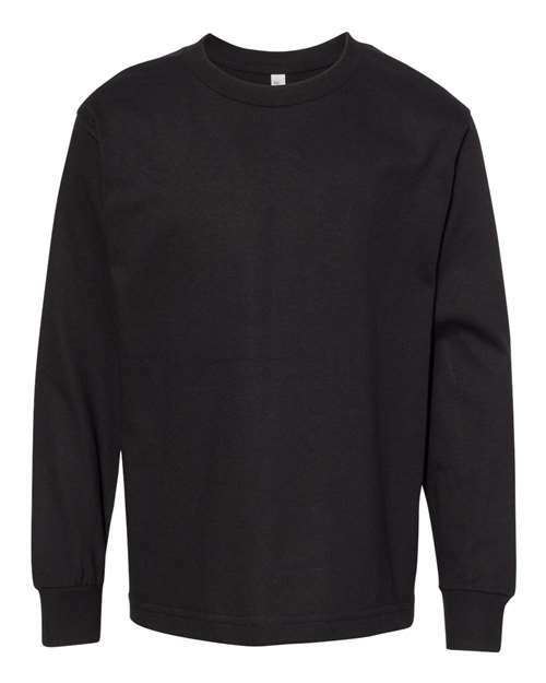 Black Youth Classic Long Sleeve T-Shirt made from cotton polyester blend for custom apparel