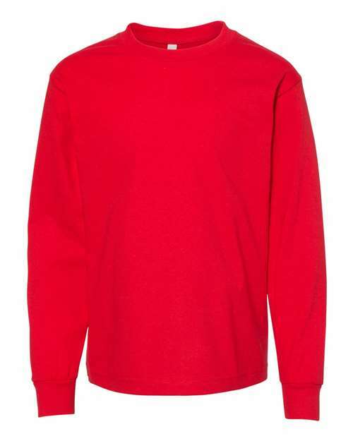 Red long-sleeved sweatshirt made from cotton polyester blend in Youth Classic Long Sleeve T-Shirt