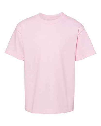 Pink short-sleeved Youth Classic T-Shirt in cotton polyester blend for comfortable wear