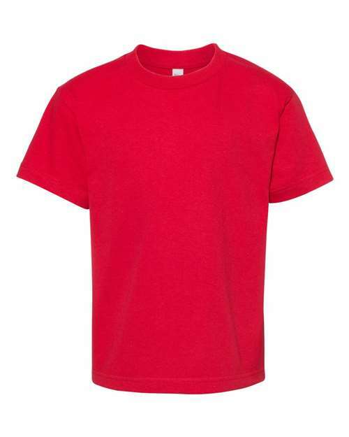 Red youth classic T-shirt made of cotton polyester blend, short-sleeved casual wear