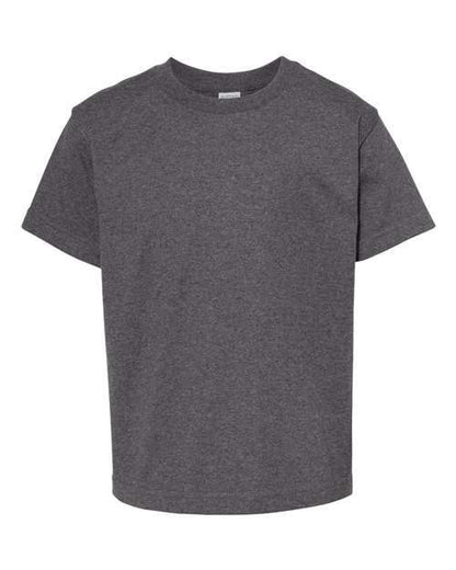 Gray short-sleeved Youth Classic T-Shirt made from cotton polyester blend fabric
