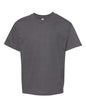 Gray youth classic T-shirt made from cotton polyester blend for comfortable wear