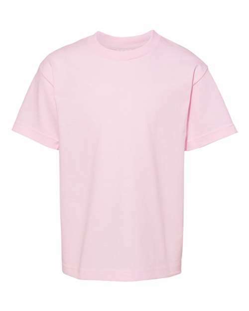 Pink short-sleeved Youth Classic T-Shirt made from durable cotton polyester blend