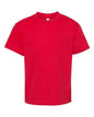 Red short-sleeved Youth Classic T-Shirt made from cotton polyester blend for comfort