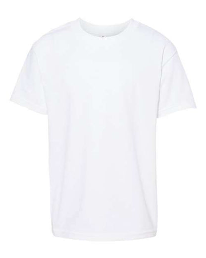 Plain white Youth Heavyweight T-Shirt made from cotton polyester blend for custom apparel