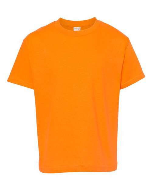 Orange short-sleeved cotton polyester youth heavyweight T-shirt for custom apparel