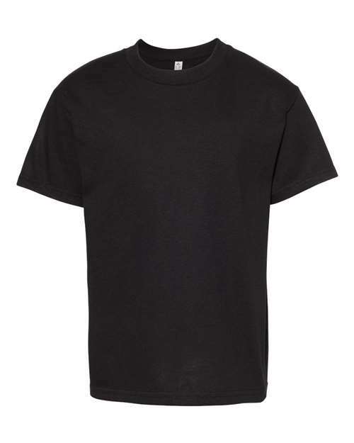 Black black short-sleeved cotton polyester youth heavyweight T-shirt for custom apparel