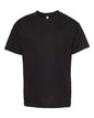 Black youth heavyweight T-shirt made from durable cotton polyester blend for custom apparel