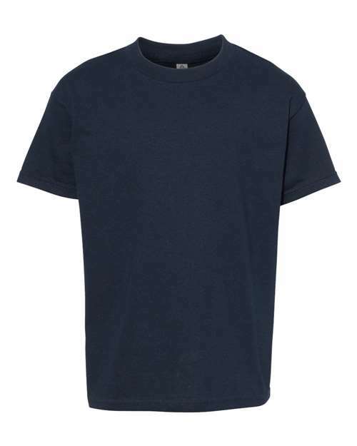 Navy blue youth heavyweight T-shirt in cotton polyester blend for custom apparel