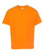 Orange short-sleeved Youth Heavyweight T-Shirt made of cotton polyester blend for custom apparel
