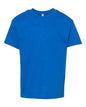 Blue youth heavyweight T-Shirt made of durable cotton polyester blend for custom apparel