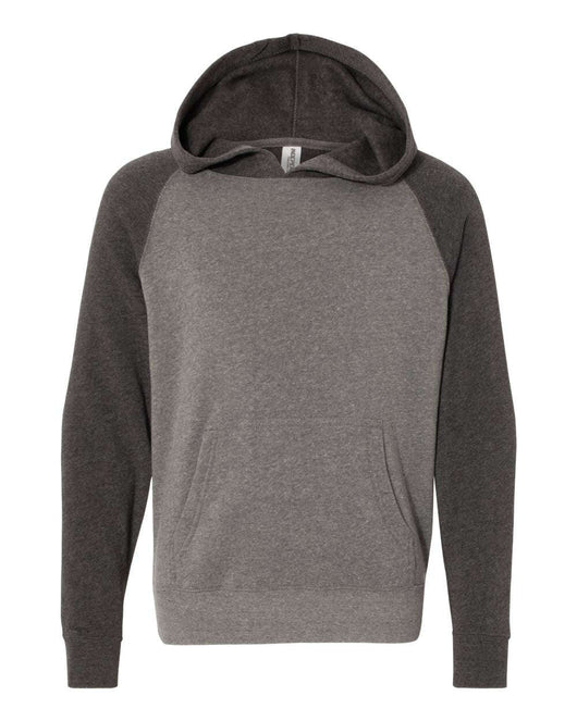 Youth Lightweight Special Blend Raglan Hooded Sweatshirt PRM15YSB - Nickel/ Carbon / XS - Sweatshirts & Hoodies