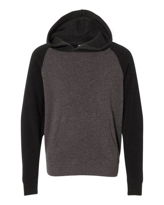 Youth Lightweight Special Blend Raglan Hooded Sweatshirt PRM15YSB - Carbon/ Black / XS - Sweatshirts & Hoodies