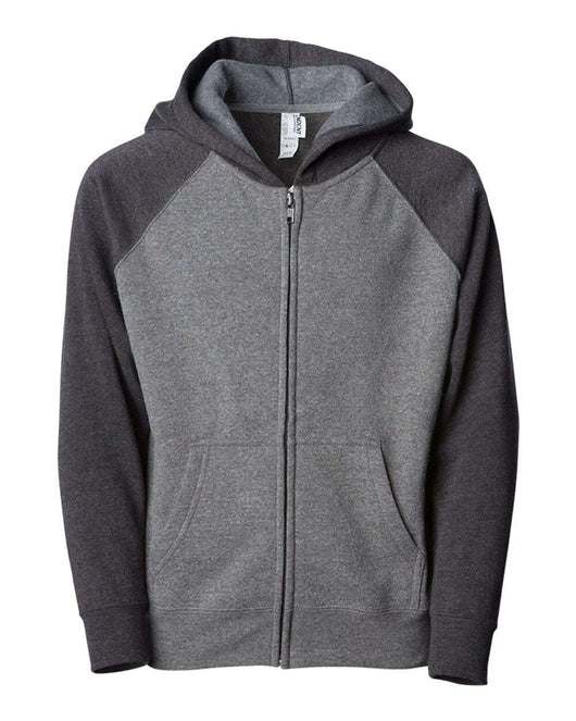Youth Lightweight Special Blend Raglan Zip Hood PRM15YSBZ - Nickel/ Carbon / XS - Sweatshirts & Hoodies