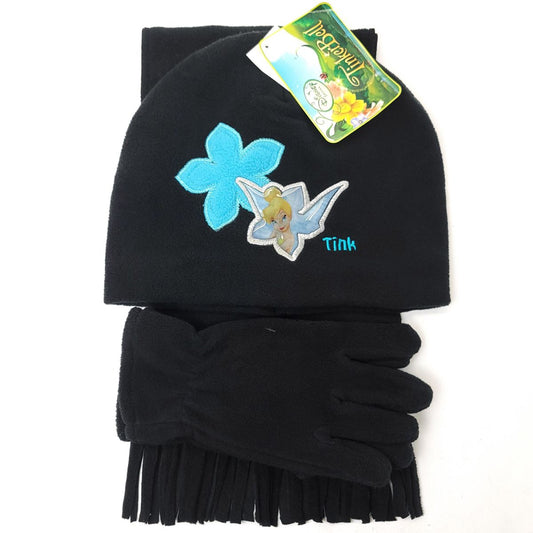 Youth - Tinkerbell 3 pieces set Winter Hat Mittens and scarf Black - Character Knit Toque Set
